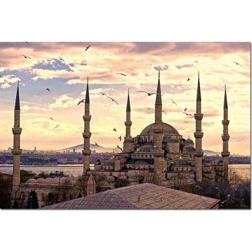 Sultanahmet Mosque Istanbul Turkey Cityscape Poster Canvas Cloth Fabric Prints Paintings Wall Art Picture for Living Room
