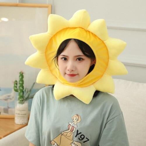 Cactus Eggplant Watermelon Sunflower Soft Plush Doll Headgear Hat Sleeping Toy