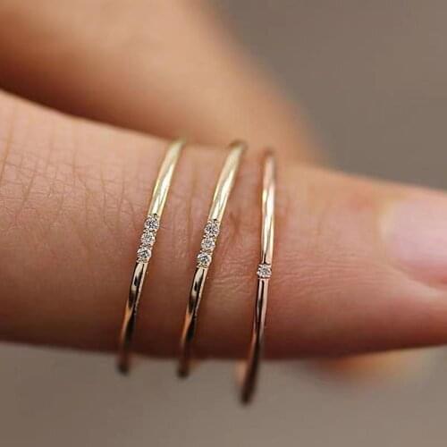 MloveAcc Minimalist Genuine 100% 925 Sterling Silver Elegant Thin Small Finger Ring with CZ for Women Teen Jewelry Birthday Gift