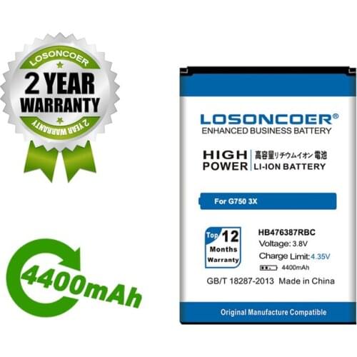 LOSONCOER Battery 4400mAh HB476387RBC Battery For Huawei Honor 3X G750 B199 3X Pro Mobile Phone Battery