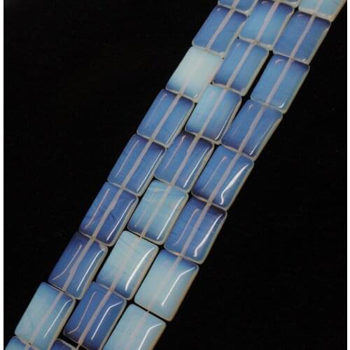 Mini. order is $7! 13x18mm White Opal Square Loose Beads 15