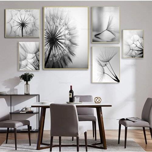 Minimalist Gray Dandelion Flower Canvas Print Painting Modern Art Pictures For Home Decoration Living Room Wall Poster No Frame