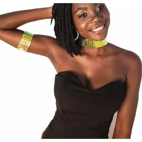 Fashion Ladies Necklace Bracelet Jewelry Set Multicolor Bohemian Geometric African Choker Necklace Costume Jewelry Set