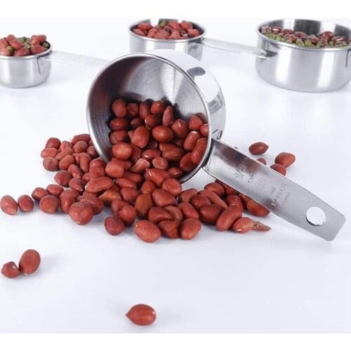 Measuring Cup Set,5 Piece Stainless Steel Measuring Cups and 1 Coffee Scoop Clip,Metal Measuring Cups for Baking