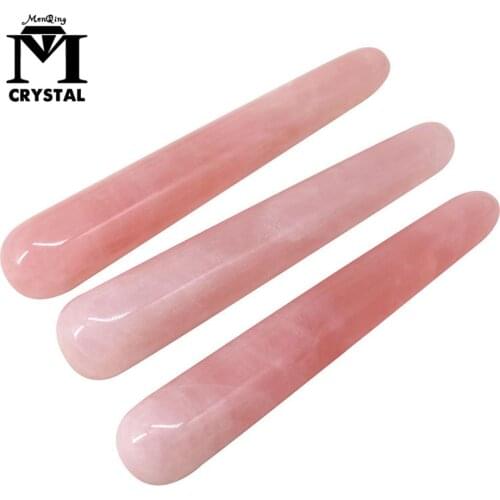 Natural pink crystal wand hand carved massage stick healing crystal gemstone yoni wand Massage Reiki Stick For Gifts