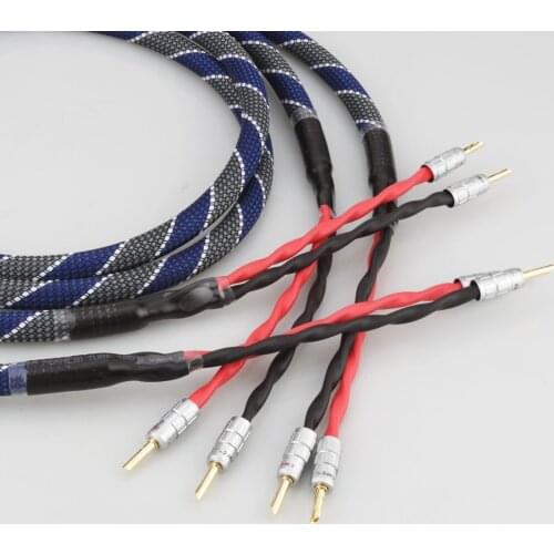New Audiocrast Silver Plated Speaker Cable Hi-Fi Loudspeaker Cable Matched Left/Right Pair With Banana Plug