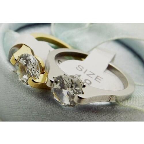 Wholesale 36 pcs Quality Bicolor Mixed Fashion Zircon Stainless steel Rings Couple rings