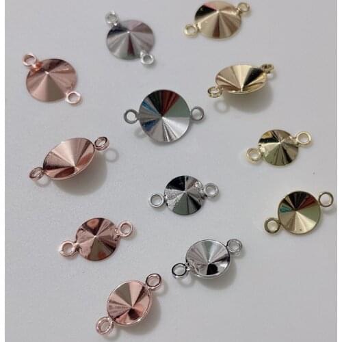 Ms.Betti 14/12/10/8mm Rivoli Connector Base With Two Jump Rings 1122 Austrian Crystal Copper Settings For Jewelry DIY Making