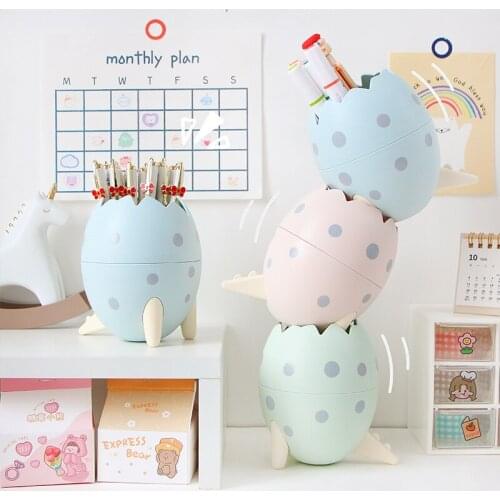 Creative Cute Dinosaur Egg Plastic Pen Holder Stand Office Desk Organizer Pencil Pot Container Stationery Storage Box Kids Gift