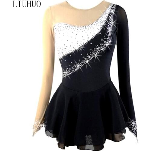 Figure Skating Dress Women Girls Ice Skating Dress Long-sleeved Gymnastics Costume Custom Colors Sizes Quality Rhinestone