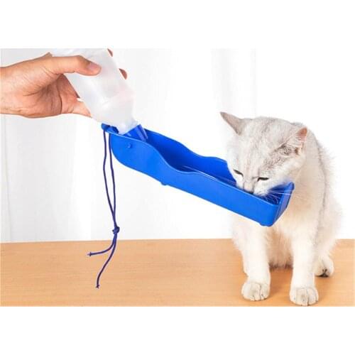 Outdoor Cat Dog Feeder Supplies Portable 250ml Plastic Small Large Pet Drinking Dispenser Kettle Puppy Travel Water Bowl Drinker