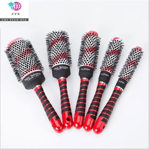 Professional hairdressing Ceramic hair brush , hair rolling brush use with blow, 5 size in one lot,Ceramic coated comb
