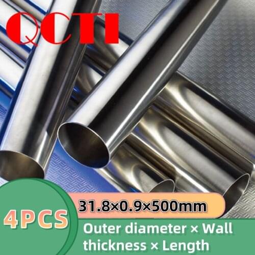 4Pcs Gr9 31.8×0.9×500mm Industrial Ti Pipe Pure Titanium Hollow Tube Polished Seamless Titanium Tube for Bicycle or CP