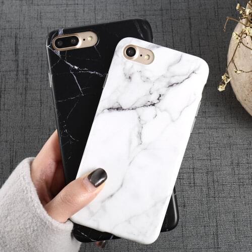 Luxury Marble Pattern i 8 Phone Case For iPhone 8 Plus Case For iPhone SE 2020 Black Phone Accessories Coque X 7 Plus 6 6S