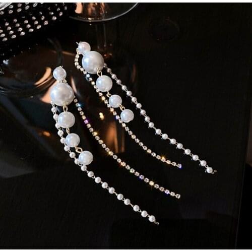 Pearl earrings long tassel pendant earrings bohemian declaration earrings suitable for ladies and girls daily gatherings