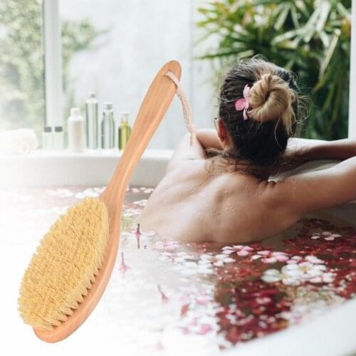 Body Cleaning Brush Burr-free Glowing Skin Handheld Wooden Body Cleaning Brush Natural Sisal Exfoliating Wooden Massage Brush