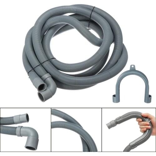 New 4M Wash Machine Dishwasher Drain Hose Outlet Water Pipe Flexible Extension 22mm With Bracket