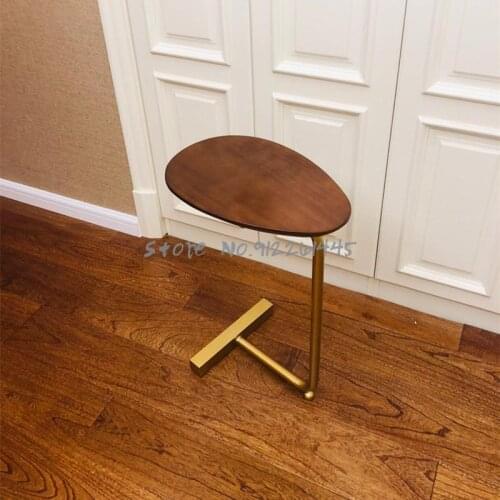 Nordic Simple Bedroom Bedside Oval Solid Wood Reading Table Balcony Small Tea Table Sofa Mini Corner Table