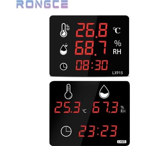 LED Digital Indoor Thermometer Hygrometer -40~80 Celsius Wall-Mounted With Time Display Temperature And Humidity Alarm