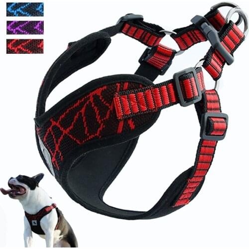 Reflective Breathable Large pet Dog Harness Collar Pet Vest Adjustable Pet Sport Harness Traction Puppy Large Dog Accessories