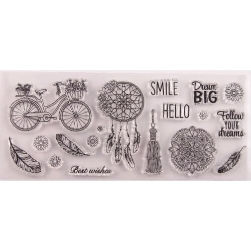 Bicycle Feather CLEAR STAMPS DIY Scrapbooking Card Album Paper Craft Rubber Transparent Silicon Clear Stamp