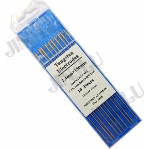 10pcs 1.5% gold tip WL15 Lanthanated Tungsten Electrode 2.4mm*150mm for tig welding