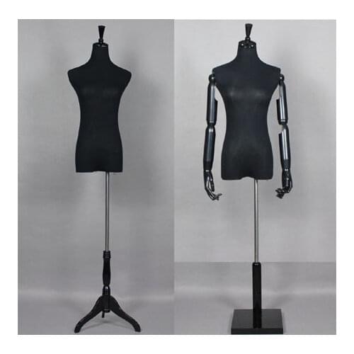 High Qulity Half Body Torso Woman Manikin Cloth Fabric Adjustable Arms Female Display Mannequin