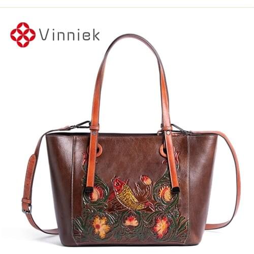 2020 Cowhide Leather Women Hangbag Simple Contrast Retro Bucket Bags Animal Prints Large Capacity Mummy Shoulder Bag Zipper Tote