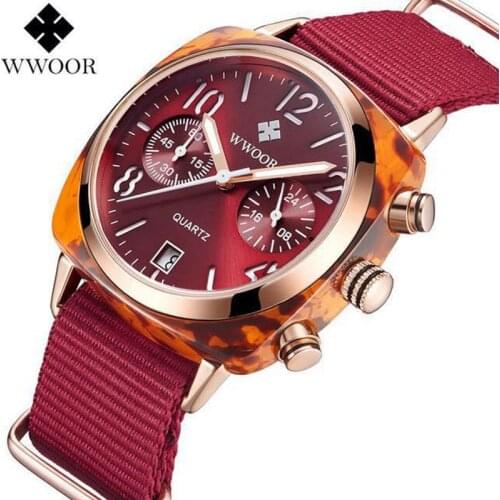 2019 Brand WWOOR Women Watch Nylon Belt Lady Watch Bracelet Wristwatch Women Fashion Watches Ladies Date Analog Quartz Watch