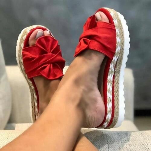 Women Summer Sandals Woman Non-slip Shoes Woman Slip on Bow Flip Flops 2021 Summer Beach Slippers Flat Female Shoes Wedge Shoes