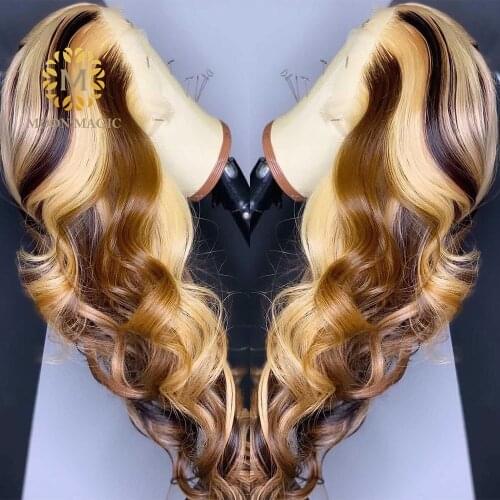 Honey Blonde Lace Front Wigs 13x4 Blonde 613 Highlight Wig Human Hair Transparent Lace Frontal Colored Human Hair Wigs For Women