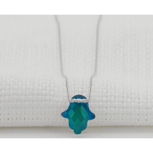 Fatma Mothers Hand Emotion Stone Sterling Silver Women Necklace Fashion Trendy Women Accesories Made in Turkey