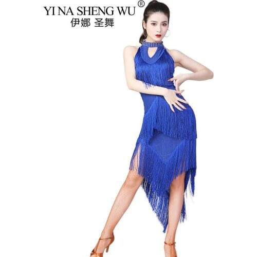 Latin Dance Dress Women Sexy Tassel Fringe Sequin Allroom Tango Cha Cha Rumba Samba Latin Dresses Outfits Performance Dancewear