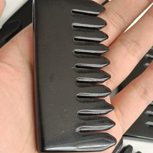 Natural Hand Polished Obsidian Crystal Reiki Combs Healing Quartz Combs Head Massage Care Hair Gua Sha Tool