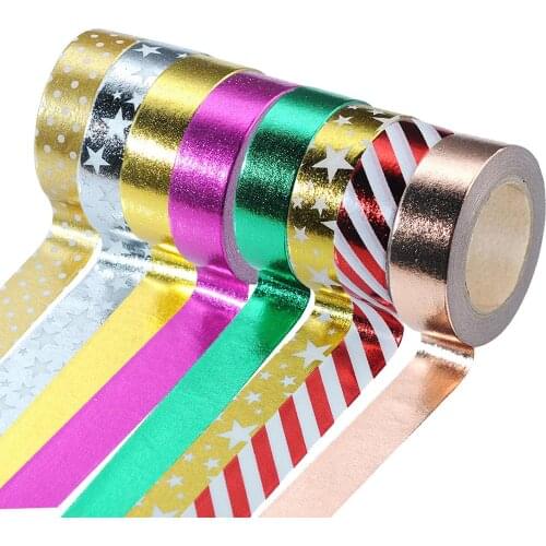 10mx15mm Gold Foil Washi Adhesive Masking Tape Sticker Decoration Multi-Colored DIY Scrapbooking Tool Decorative Stationery Tape