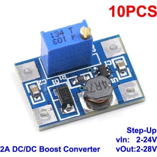 10PCS SX1308 2A DC-DC Boost Converter Step-Up Power Supply Module 1.2MHz Adjustable 2-24V To 2-28V Voltage Regulators