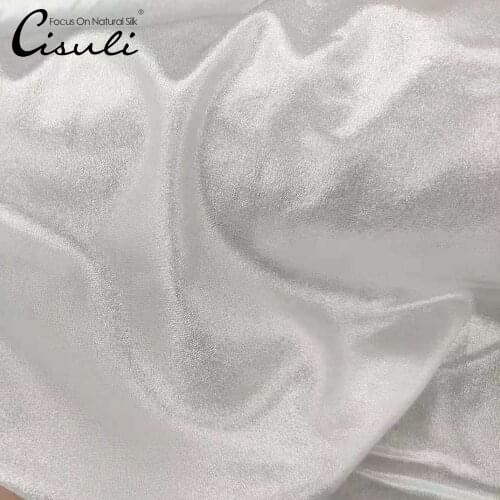 100% SILK CREPE DE CHINE 140cm width 14momme Silver Shinning Color New Desigual