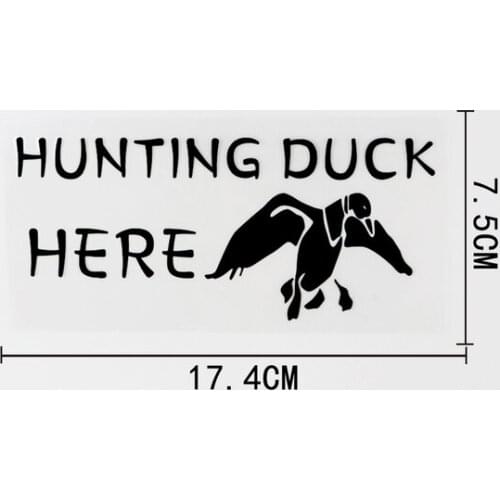 17.4CM×7.5CM Hunting Duck Here Creative Car Sticker Decal Black/Silver