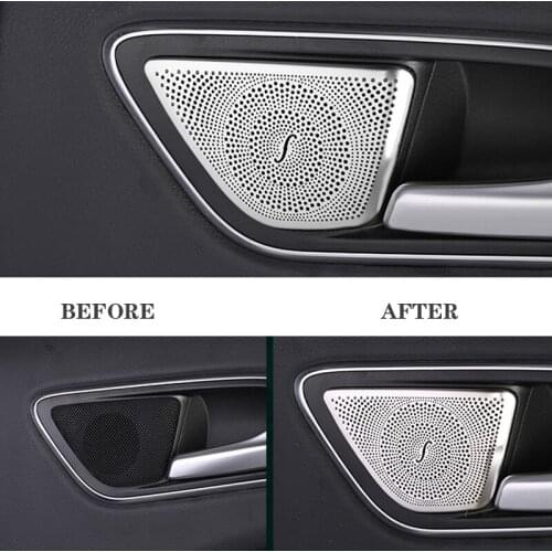 For Mercedes Benz GLA CLA 2pcs Car Door Gate Loudspeaker Sound Chrome Pad Speaker Cover Trim Interior Accessories