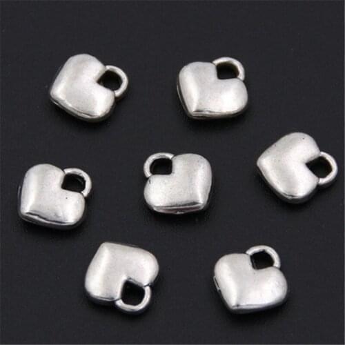 20pcs Silver Color Double Sides Heart Charms Blank Pendants Jewelry Making DIY Handmade A2556