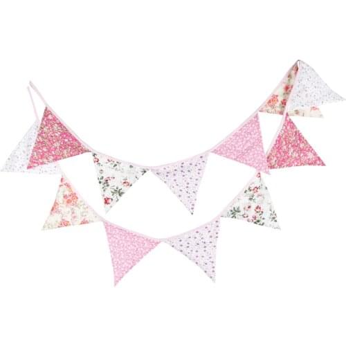3.2m 12 17cm Flags Colorful Flower Cotton Banner Pennant Garland Kids Birthday Bunting Wedding Party Decor Take Photo Tools