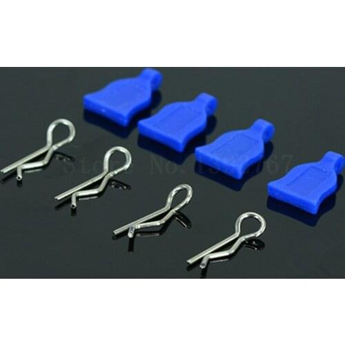 4Sets RC Racing Aluminum EZ Pulls (4) Body Clips (4) For 1/10 Scale Models Remote Control Cars Hobby RC Car HSP HPI HIMOTO ETC