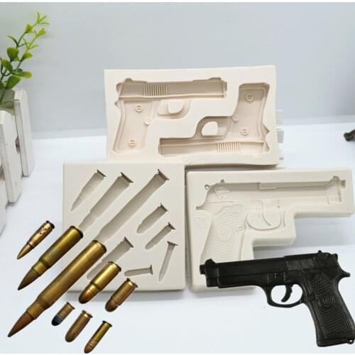 4 Styles Guns And Bullets Epoxy Resin Silicone Mold for DIY Handmade Ornaments Plaster Jewelry Kids Toys Key Chain Fondand Mould