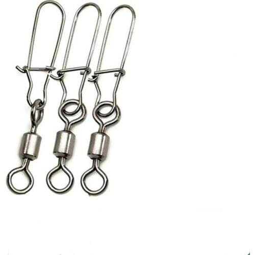 50pcs Swivels Interlock Snap Fishing Lure Tackles Gear Accessories Connector Copper Swivels Pin Bearing Rolling Solid Fish Tool