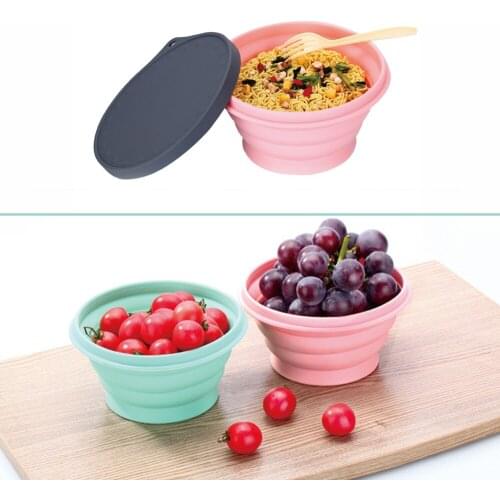 720ml Food Grade Collapsible Silicone Bowl Portable Foldable Outdoor Camping Hiking Folding Cutlery Cubiertos Tableware