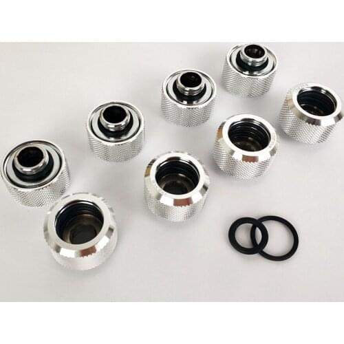 8pcs/lot Hard Tube Fitting OD16mm Hand Compression Fitting G1/4' 4 Layer Seal Ring use for PMMA/PETG Rigidity Tube L16 fitting