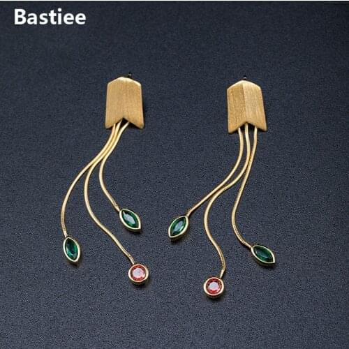 Bastiee Gold Plated Drop Earrings 925 Sterling Silver Jewelry For Women Natural Stone Dangle Earings Fashion Jewelry Gifts