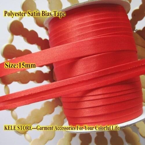 Free shipment-Polyester satin Bias Tape size:15mm,width: 5/8" col Red, $12/lot 144yds/roll/lot for sewing,homework for DIY, RED