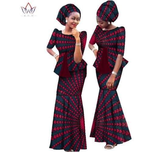 Free Headtie African Wax Print Women Set dashiki Plus Size African Clothes Plus size Traditional African Clothing WY1170