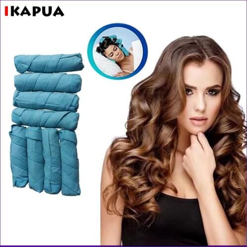 Hair Rollers Sleep Styler Kit Long Cotton Curlers DIY Styling Tools Blue Color Magic Hair Dressing Charming Hair Dry& Wet